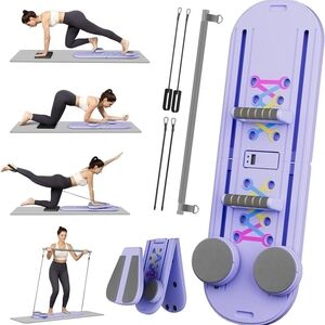 Purple Home Workout Board with Resistance Bands